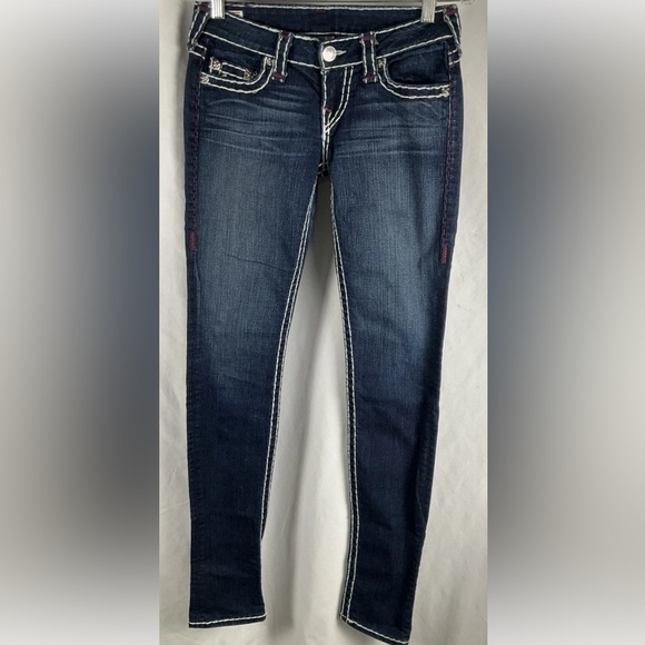 True Religion Jeans Size 26 Deadstock Stella Plum Contrast Super T Skinny - Picture 1 of 14